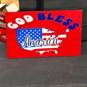 God Bless America Handmade from Wood Patriotic Sign